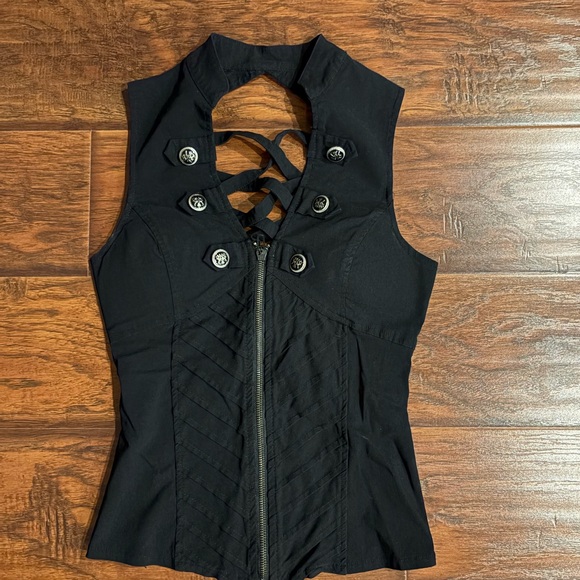 Lydia Jackets & Blazers - Chic Black Women's Vest with Button Detail